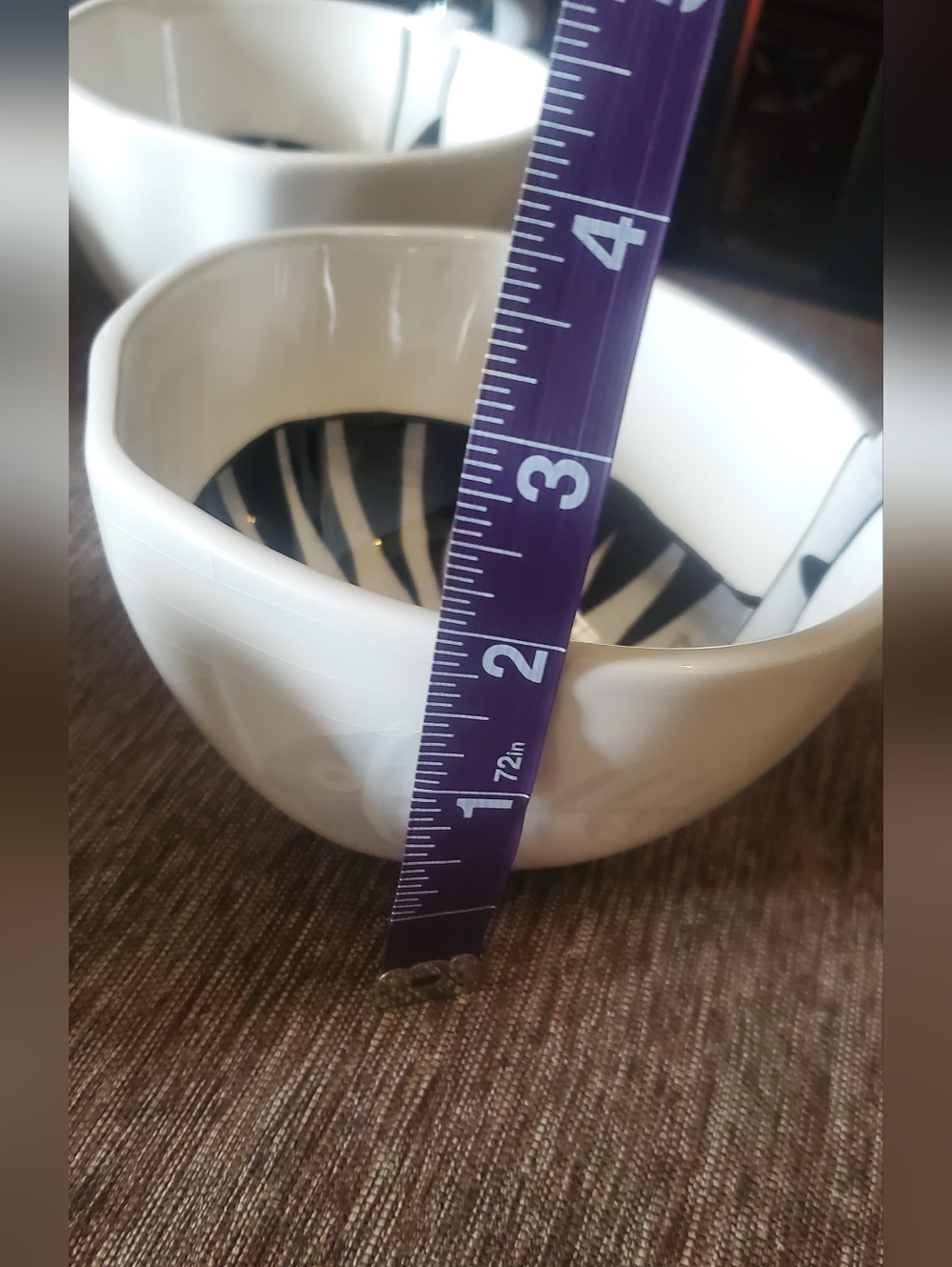 Pier 1 White and Black Cat Pattern Ceramic Bowls with Handles - Picture 6 of 8